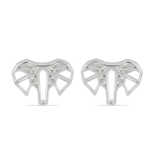 SBE0008 Elephant Face Origami front Silver